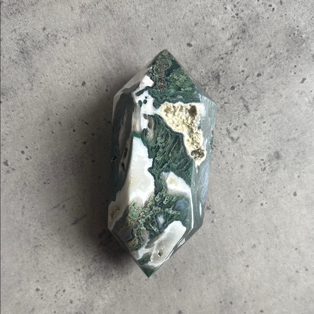 XL Moss Agate Double Terminated Crystal Specimen
